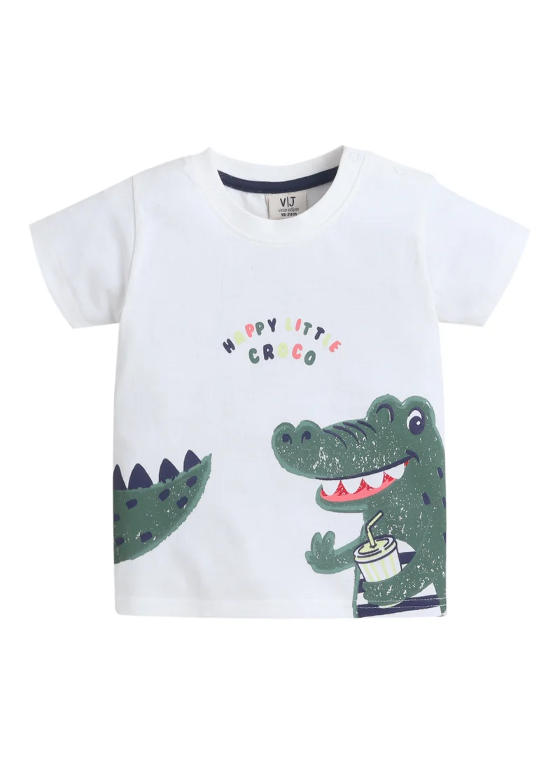 Victor And Jane  Boys Dinosaur Print Cotton T-Shirt & Shorts Set – Summer Daywear for Men | Best Price UAE